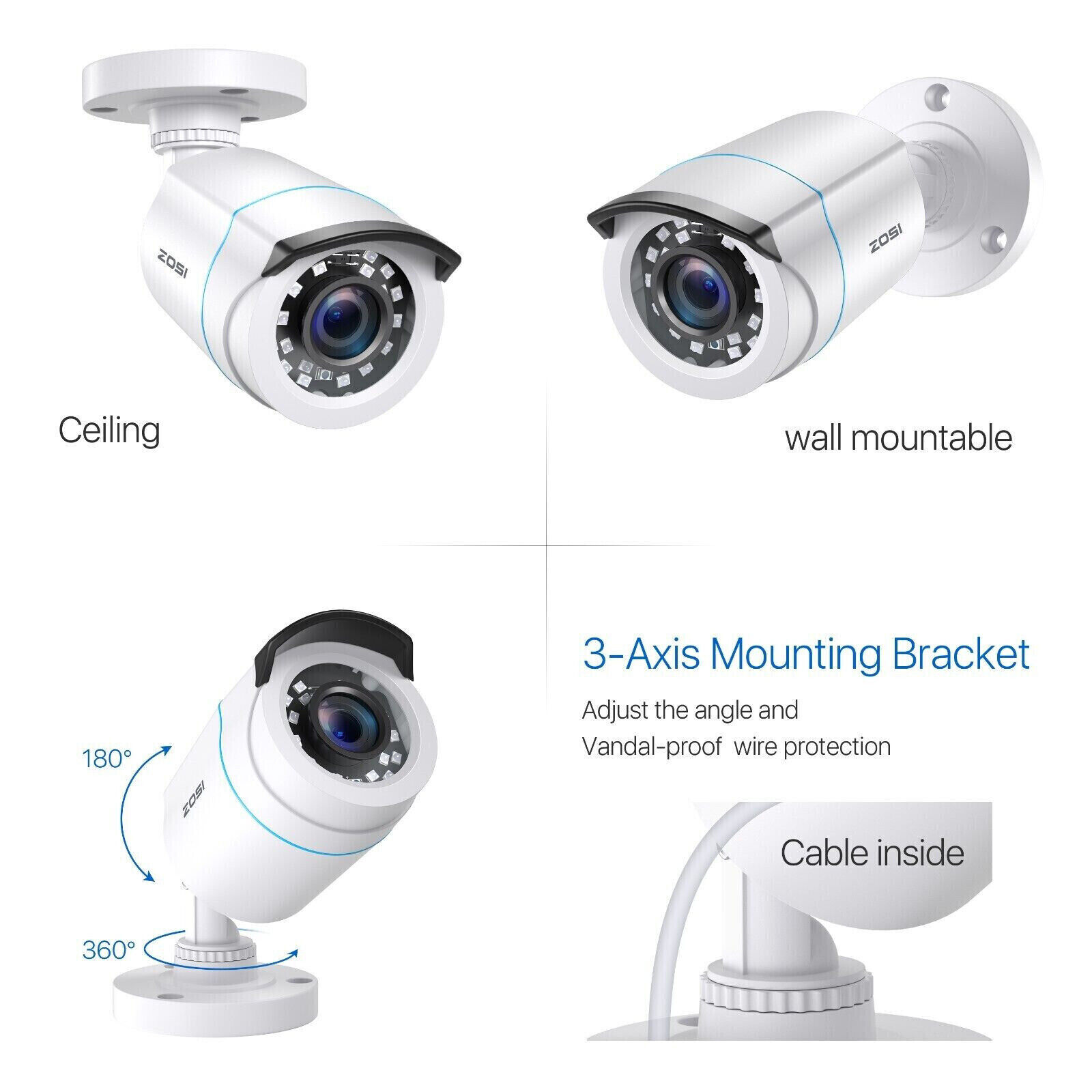 ZOSI 4X 1080P HD TVI 80ft IR-Cut Security Surveillance CCTV Outdoor 2MP Camera ZOSI Does Not Apply - фотография #7