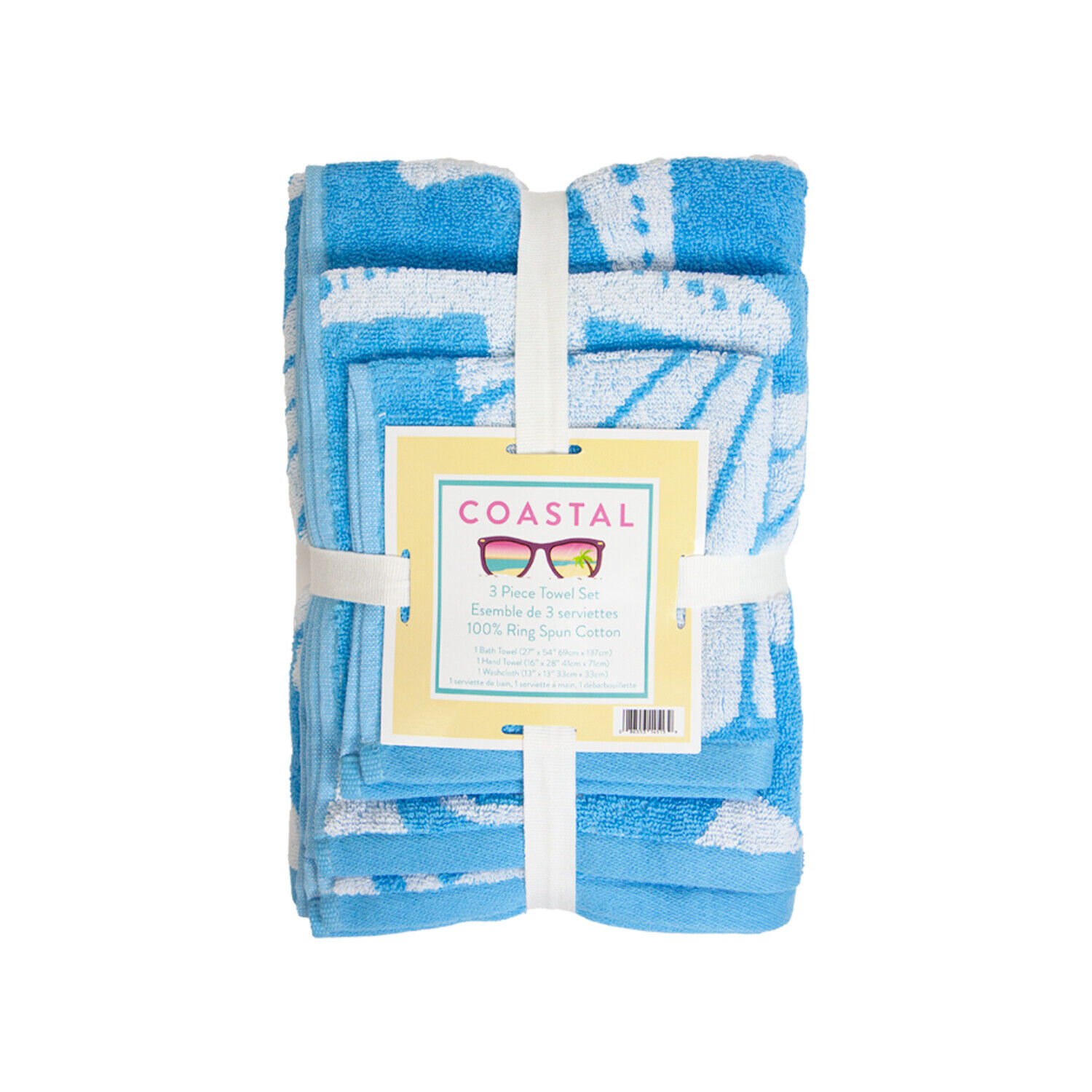 3 Piece Bathroom Towel Set - Seashell Ocean Beach Pattern - Color Options - Soft Arkwright - фотография #4