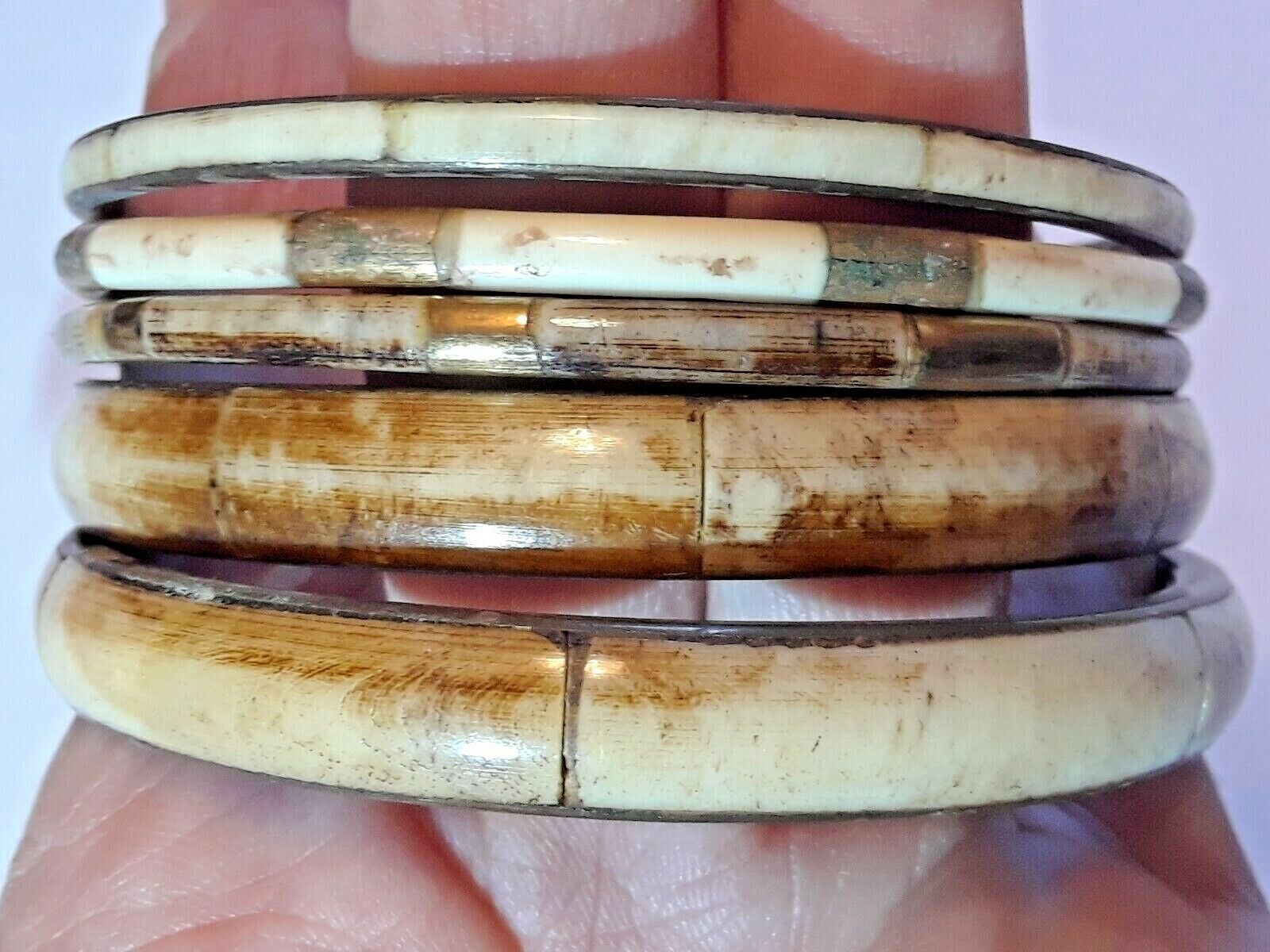 Lot of 5 gold tone bangle bracelets with inlay stone. Made in India. Beautiful! Unbranded - фотография #7