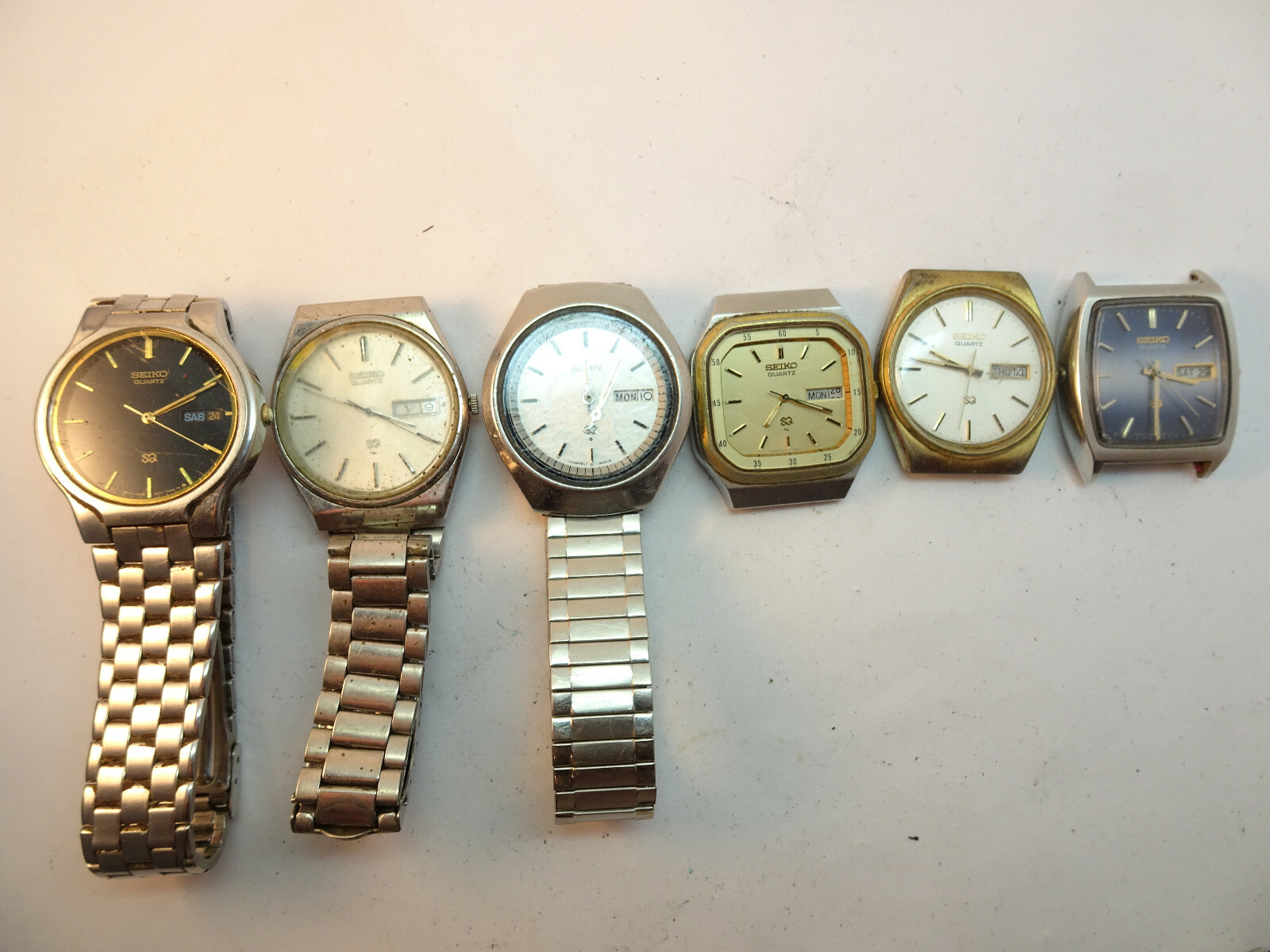 SEIKO QUARTZ LOT OF 6 WATCHES FOR RESTORATION OR PARTS. ALL NEED CLEANING REPAIR Seiko