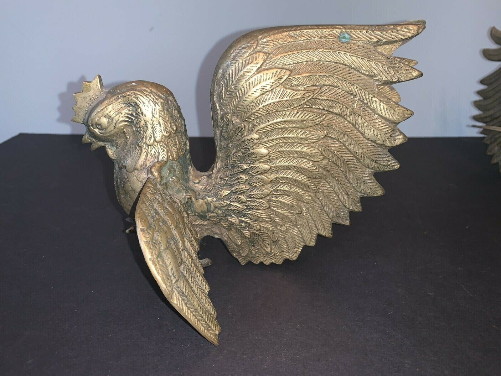 Vintage BRASS Fighting Roosters Cocks PAIR -Patina Без бренда - фотография #7