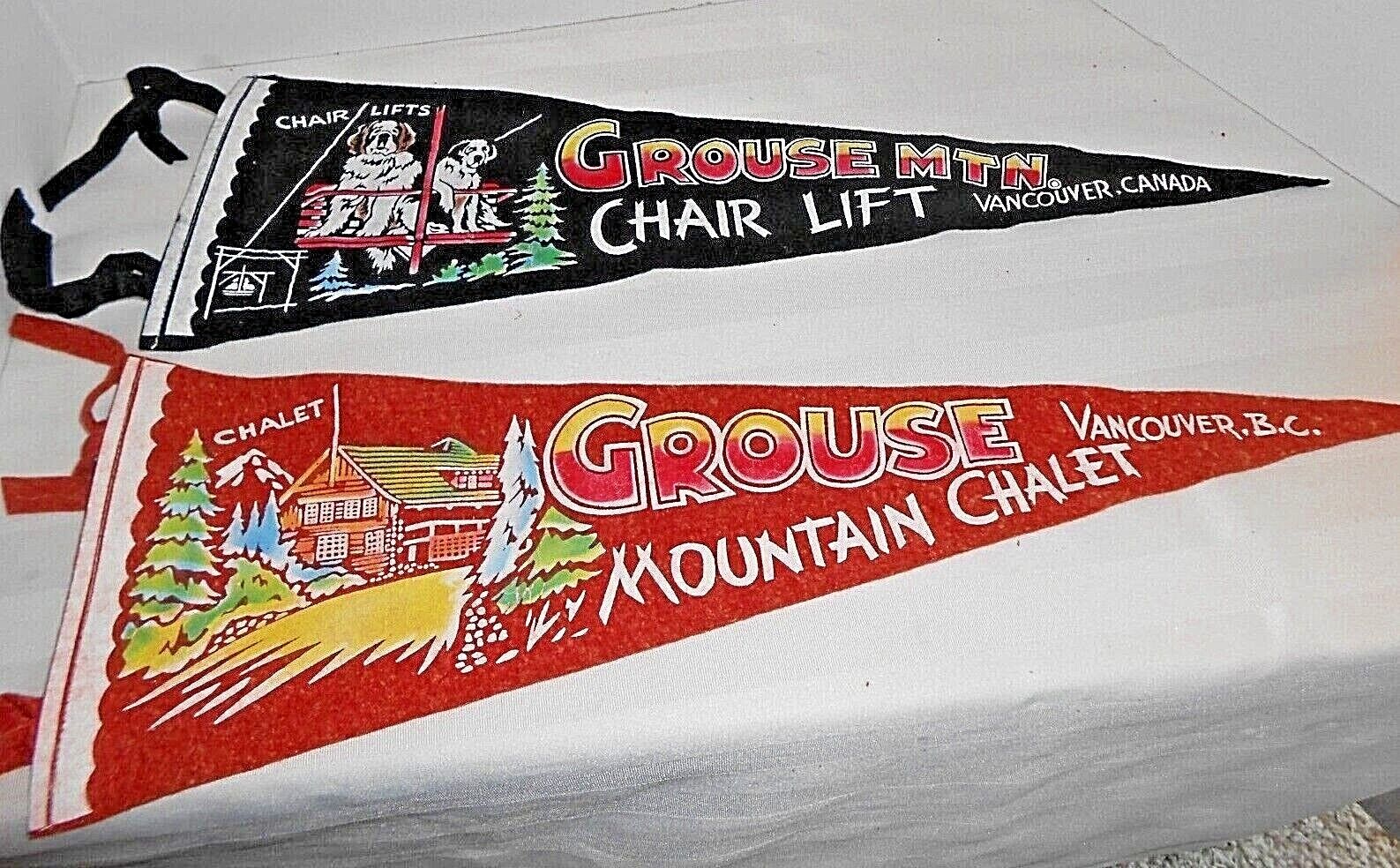 Grouse Mountain Chalet & Chair Lift 21" Pennants Lot of 2 Vancouver B.C.  Без бренда