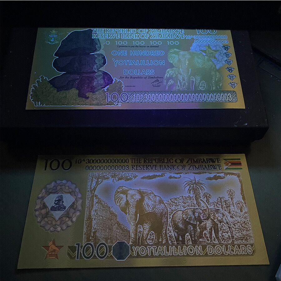 10 pcs/lot Zimbabwe One Hundred Yottalillion Dollars Gold Banknote/Non Currency Без бренда - фотография #2