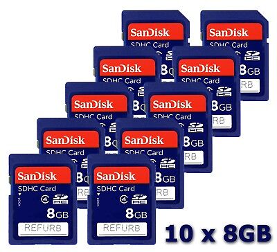 LOT 10x SanDisk SD 8GB SDHC memory card 8 G 8G GB HC, REFURB SanDisk SDSDB008G10PK, SDSDB008GB35