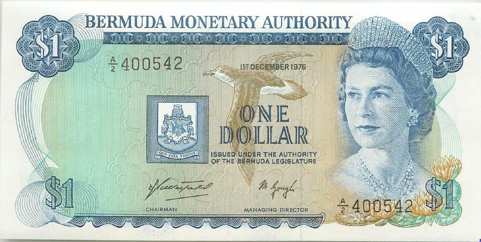 Bermuda 1 silver Crown  coin and a 1 dollar banknote Без бренда - фотография #3