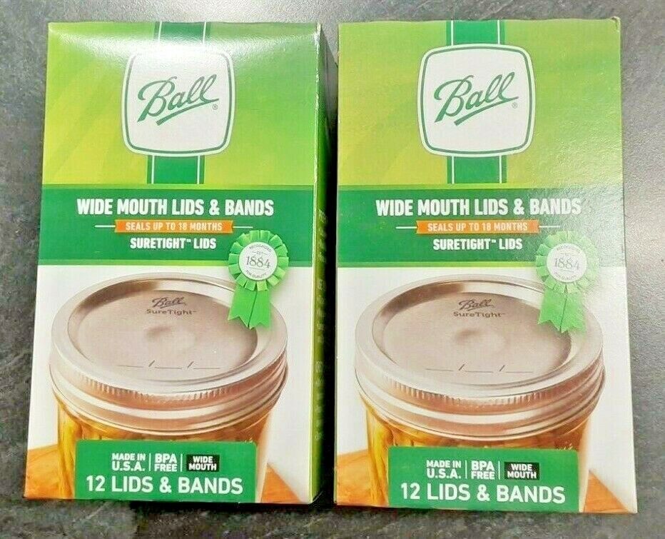 2 BOXES 12ct BALL WIDE MOUTH Canning Jar Lids Rings NEW SEALED - 24 TOTAL LIDS BALL 40000ZFP - фотография #2