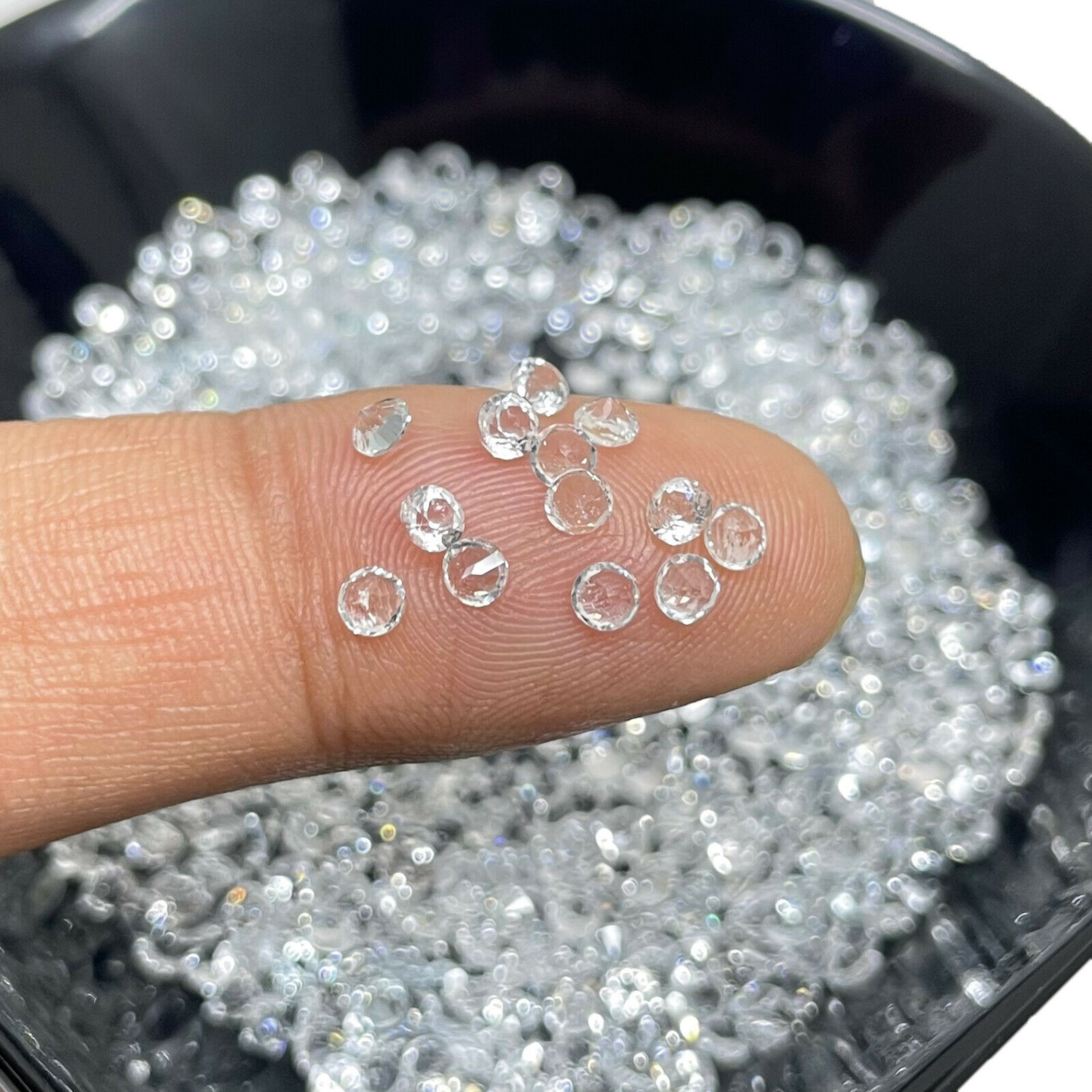 VVS Natural White Topaz 100 Pcs 3mm*3mm Round Diamond Cut Loose Gemstones Lot Selene Gems India - фотография #7