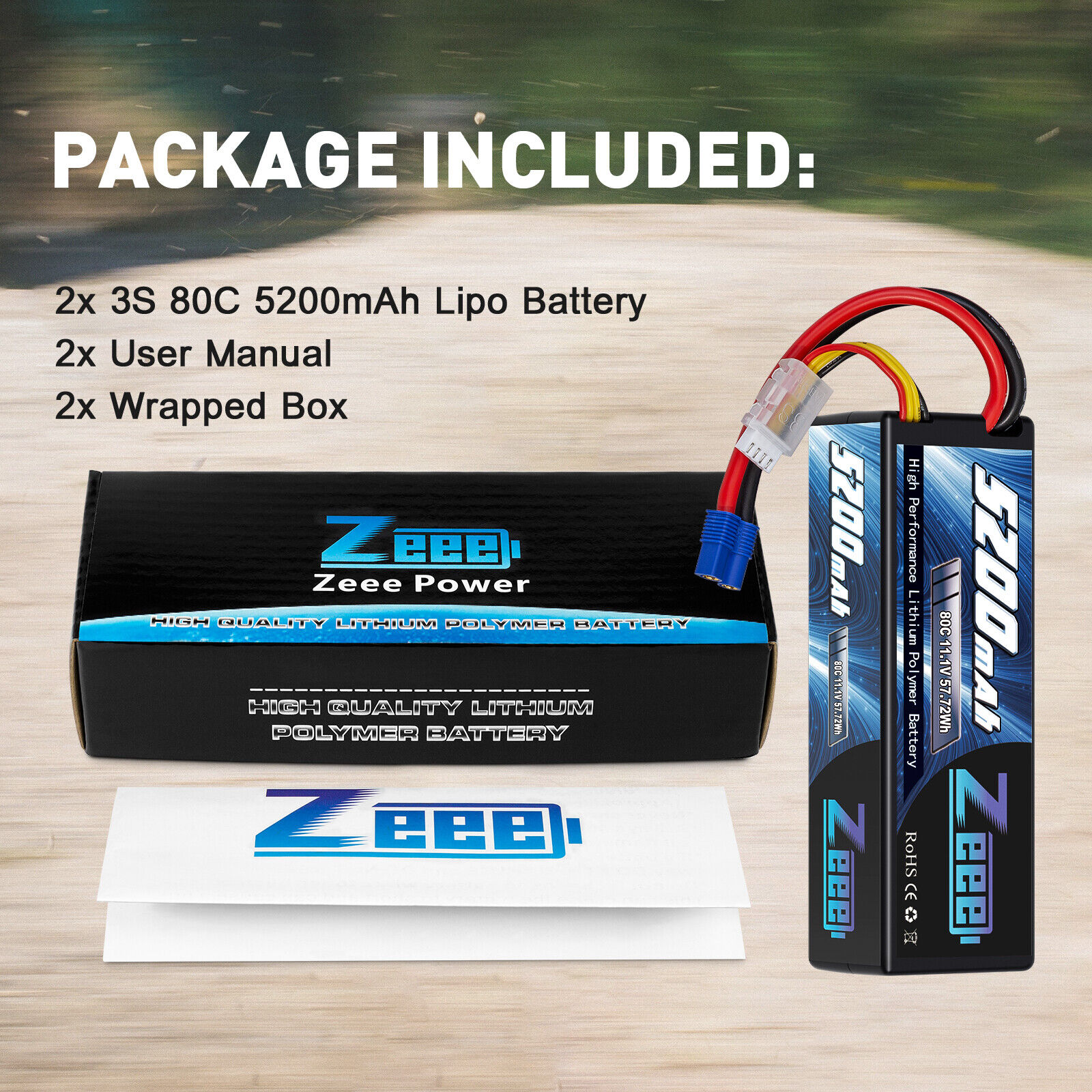 2x Zeee 11.1V 80C 5200mAh EC3 3S LiPo Battery for RC Car Truck Helicopter Buggy ZEEE Does Not Apply - фотография #7