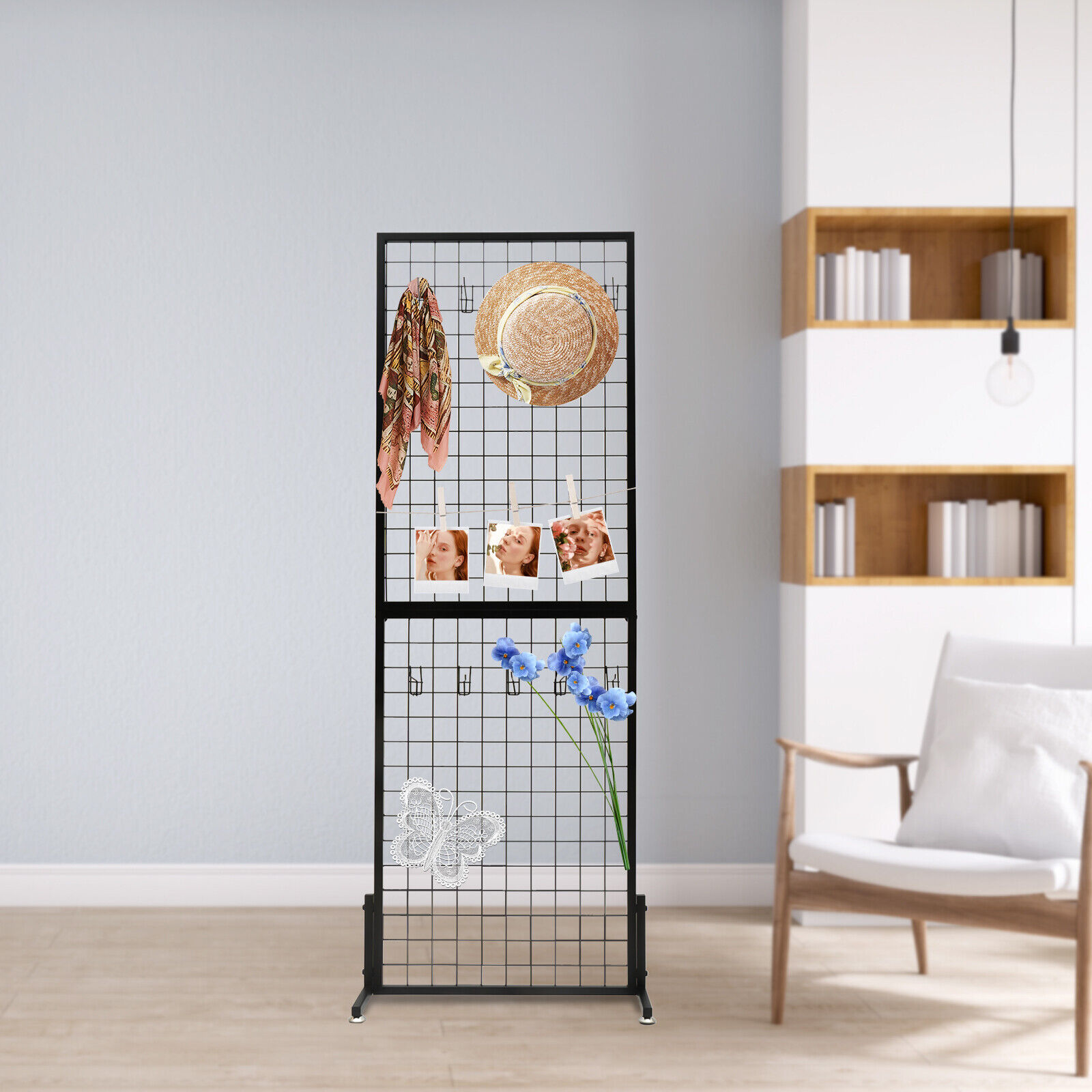 2*2 Inch Foldable Wire Grid Panel Display Rack With 10 Hooks For Craft Art Show N/A N/A - фотография #12