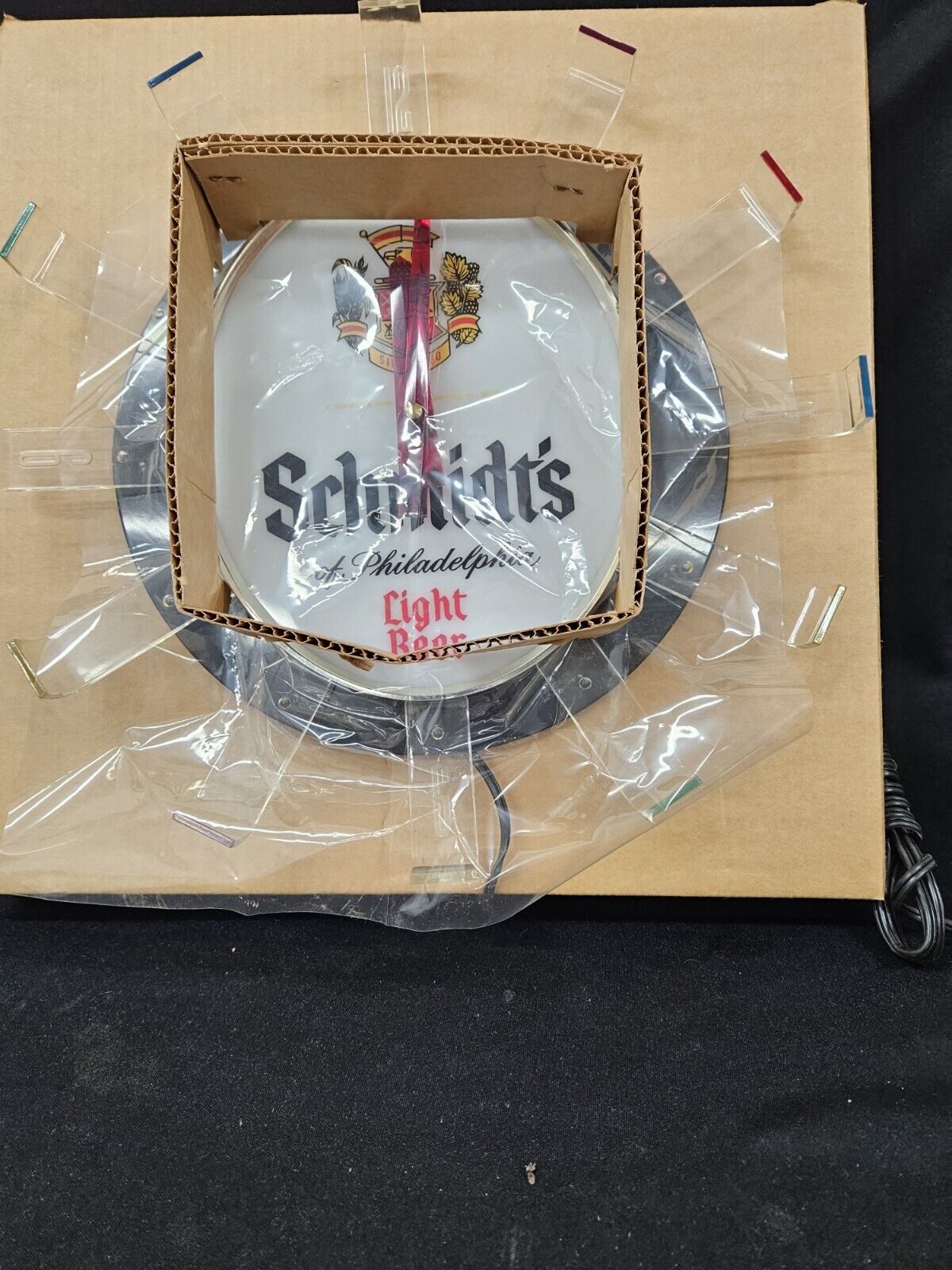 Vintage Schmidt’s Light Beer Edge Lighted Clock -New old Stock-Original Box Schmidt’s - фотография #5