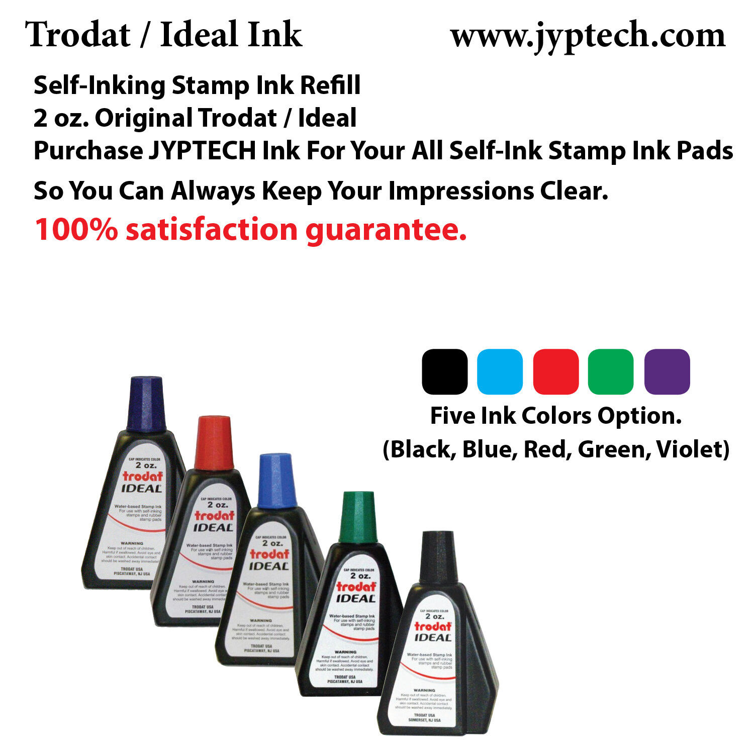 2 oz Trodat/Ideal Rubber Stamp Refill Ink For Stamps or Stamp Pads Trodat / Ideal 2 oz Ink