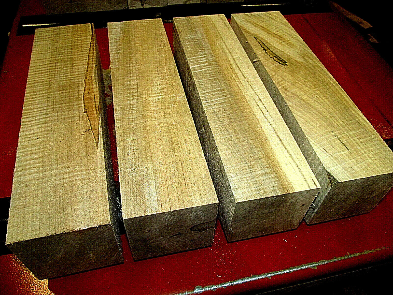 FOUR (4) CURLY MAPLE TURNING BLOCKS LUMBER LATHE WOOD BLANKS 3" X 3" X 12" Green Valley Wood Products