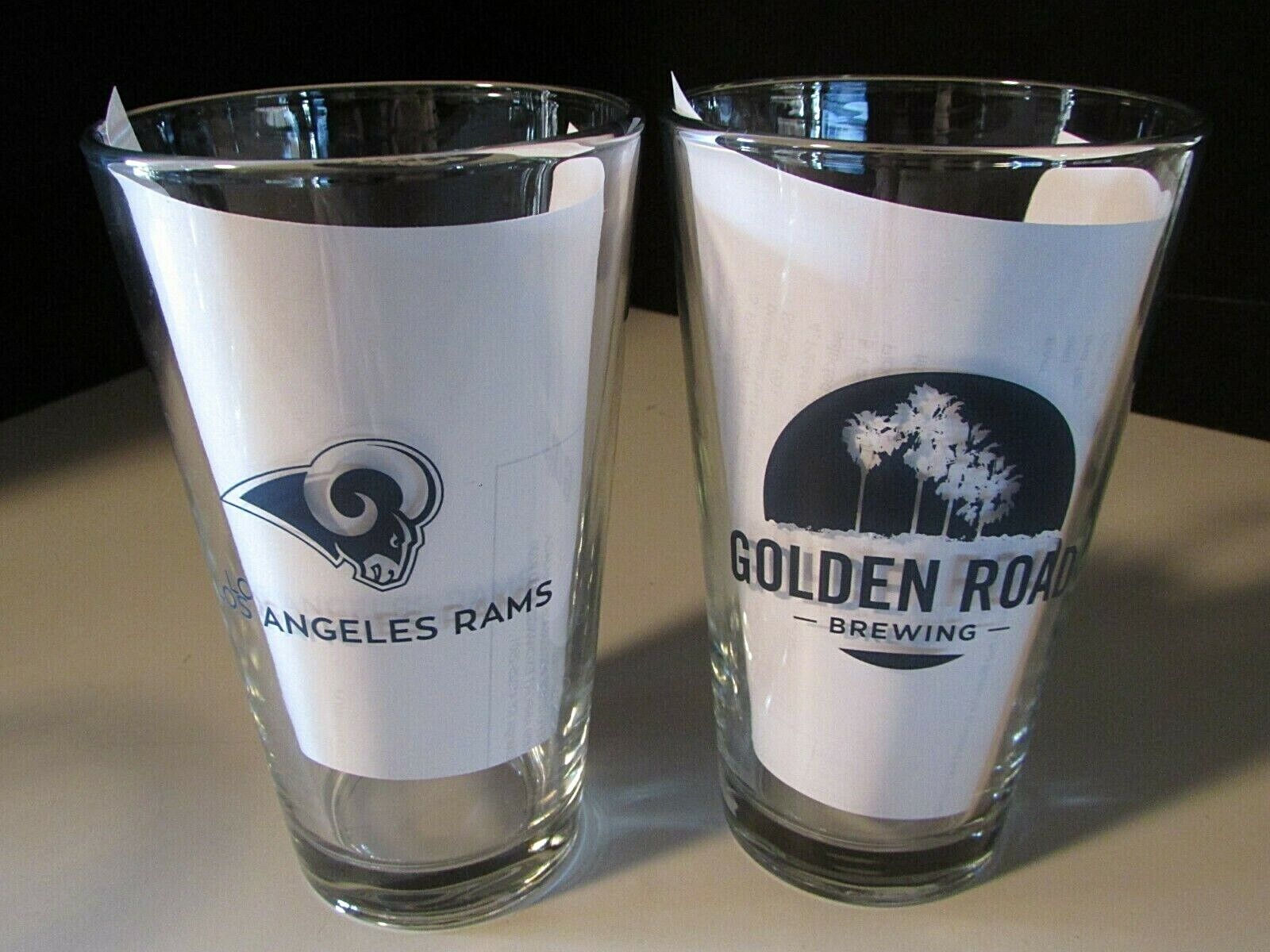(4) NEW Golden road Brewery Los Angeles Rams NFL Beer Pint Glass Man Cave Bar  Без бренда