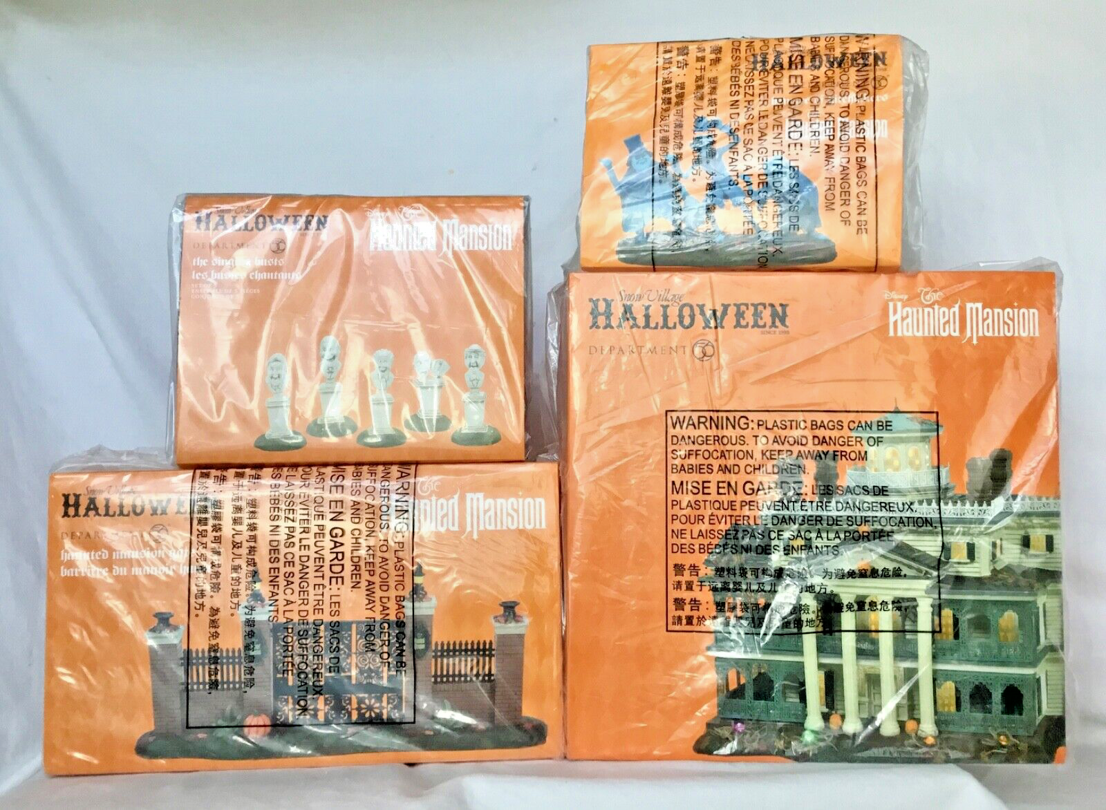 Dept 56 Lot of 4: DISNEY HAUNTED MANSION + GATE + BEWARE ... HITCHHIKERS + BUSTS Department 56 6007644RP