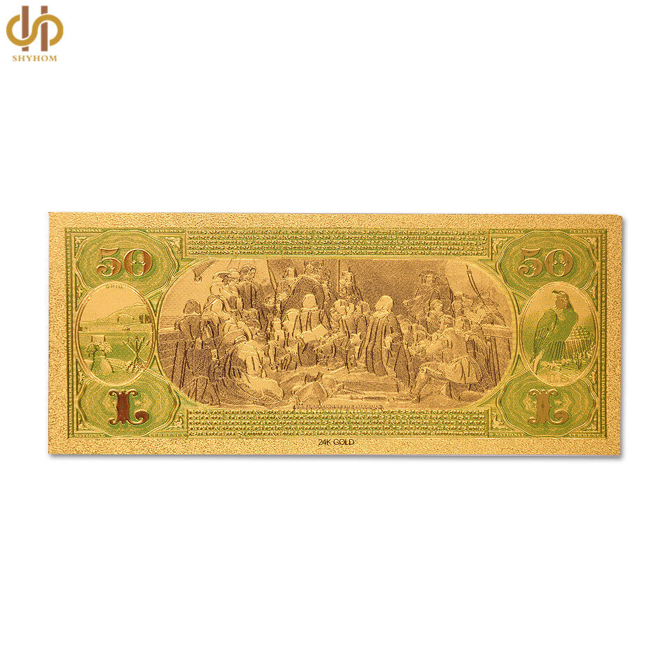 10PCS USA $50 Dollar Gold Banknote Certificate 1875 Federal Bank Note Collection Без бренда - фотография #6