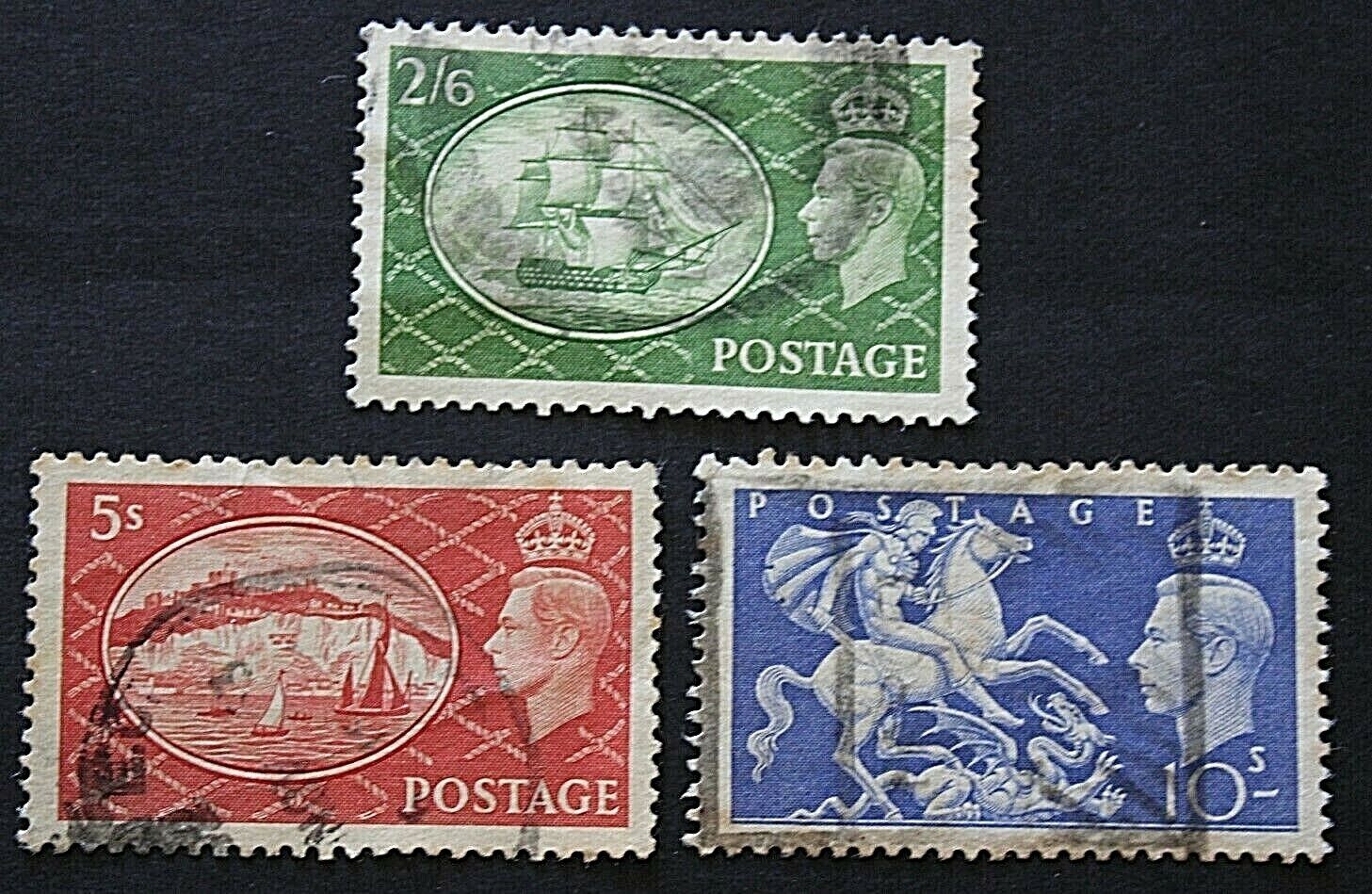 Great Britain - 1951 - 2/6, 5/- & 10/- Used Stamps Без бренда