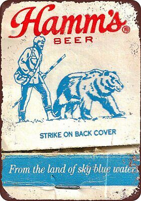 Hamm's Beer Bear Strike on Back Cover Vintage Reproduction Metal Sign 8 x 12 Custom Kraze