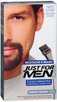 JUST FOR MEN Color Gel Mustache - Beard M-50 Darkest Brown 1 Each (Pack of 3) JUST FOR MEN Does not apply