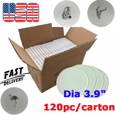 USA Stock! 120pcs Dia 3.9" Round Sublimation Blank Glass Coaster Tempered Glass Ving 0163001827800