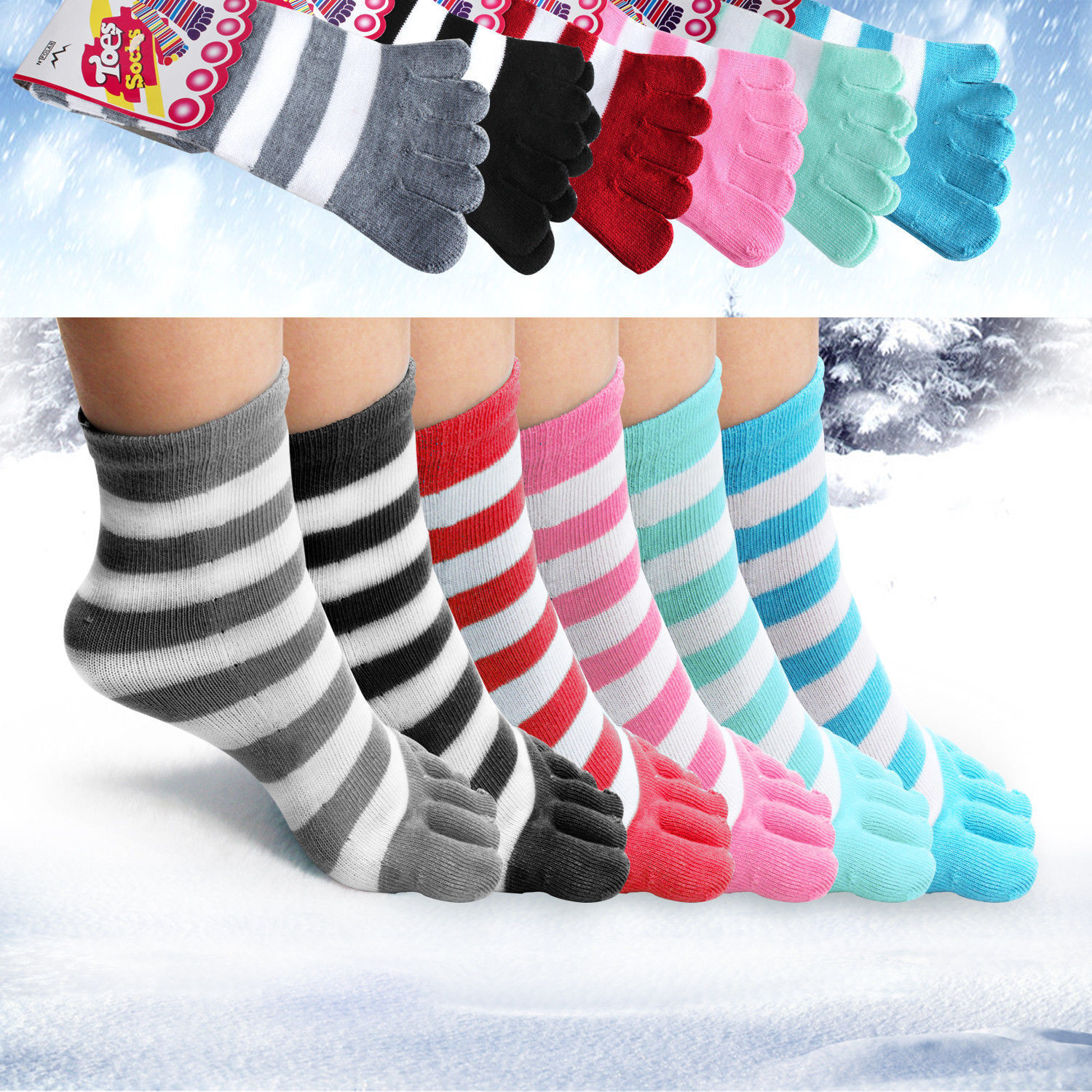 6 Pairs 5-Toes Warm Toe Socks Soft Breathable Ankle Athletic Fashion Socks Women N‘POLAR Does not apply - фотография #2