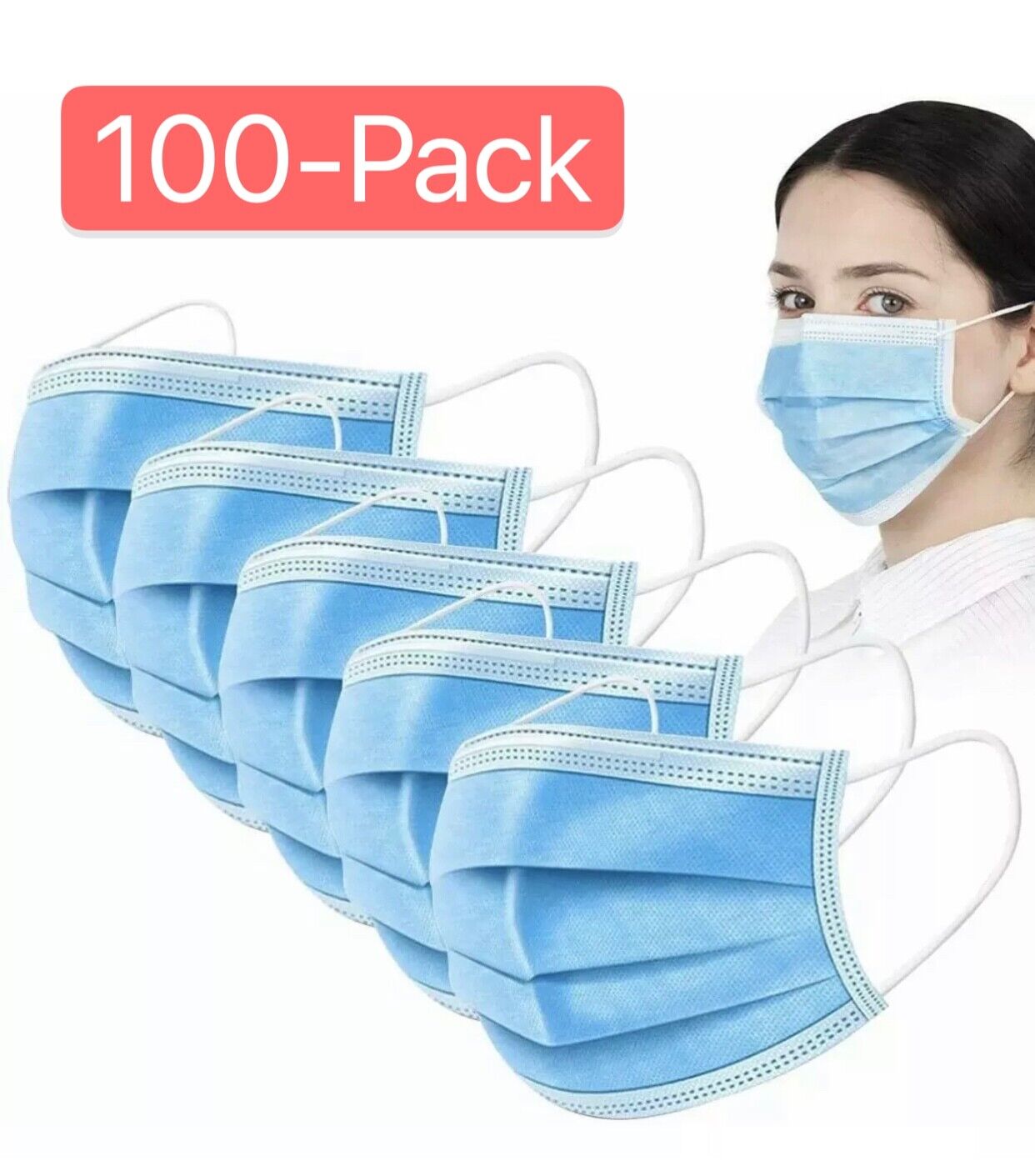  100 PCS Blue Face Mask Mouth & Nose Protecting Families Easy Safe Unbranded Does Not Apply