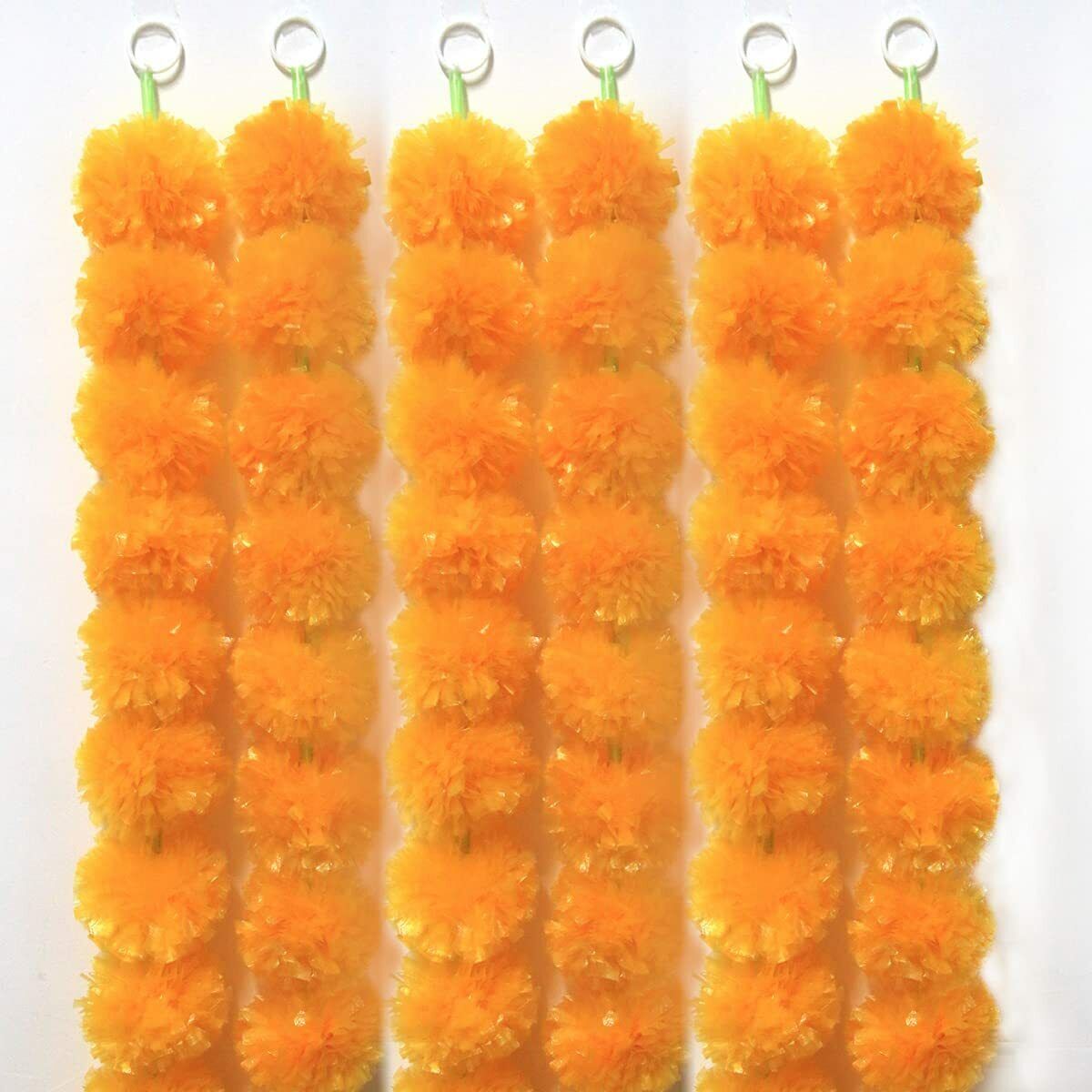 5Pack Marigold Garlands 5ft Artificial Marigold Flower Garland For Pooja/Puja TQS Does not apply - фотография #6