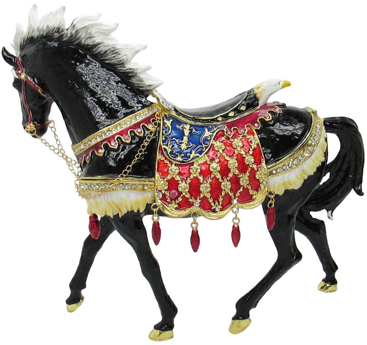 X-Large Horse Jeweled Trinket Box with Austrian Crystals, Black Без бренда - фотография #3