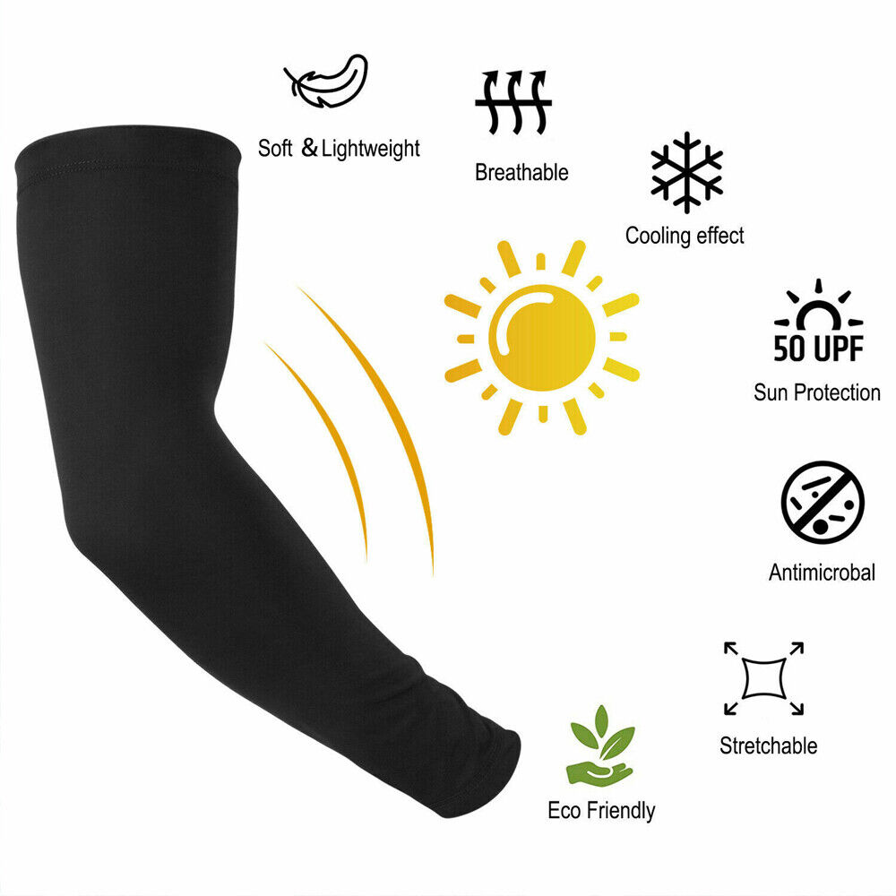 2 Pairs Cooling Arm Sleeves Outdoor Sport Basketball UV Sun Protection Arm Cover Unbranded Does not apply - фотография #2