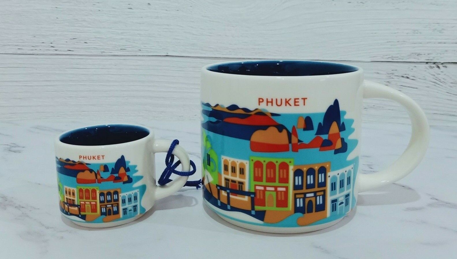 2 x Starbucks Mug YAH You Are Here PHUKET SET 14oz.& 2oz. Thailand Starbucks - фотография #4