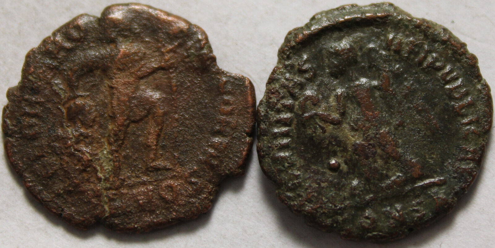 Lot 2 Genuine Ancient Roman coins Valens, Chi-rho captive Aquileia/Victory CONSA Без бренда - фотография #4