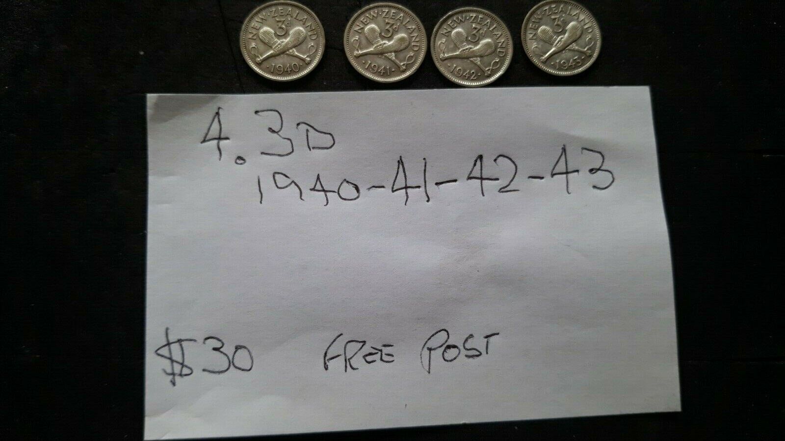 new Zealand coins 3ds see photos x4 1940 41 42 43  $30  post $2  Без бренда