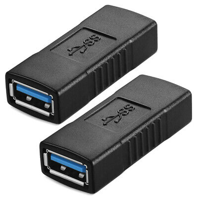 2pcs USB 3.0 Type A Female to Female Extension Connector Adapter F/F, Black JacobsParts UB3-A-COUP-BLK