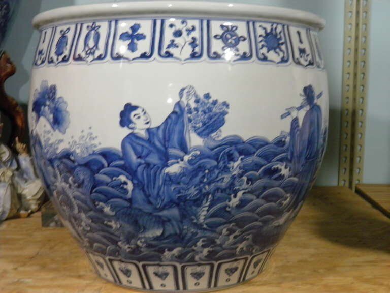 Monumental Chinese Blue White Porcelain Jardinieres Urns 19th century Без бренда - фотография #2
