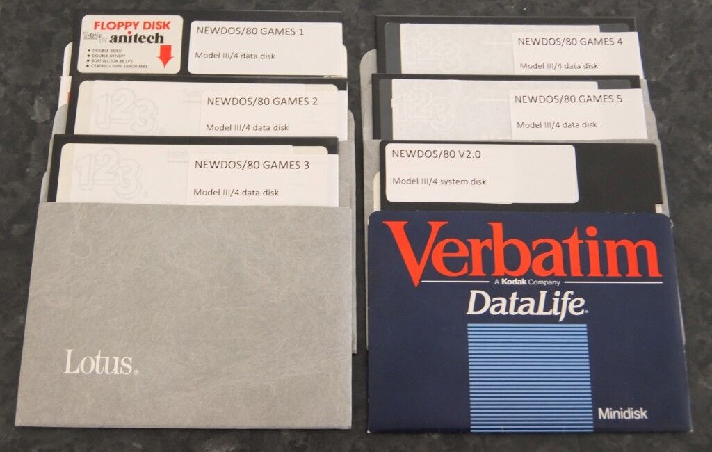 6 Disks with 50+ Games for the TRS-80 Model III and 4 plus system boot disk Tandy TRS-80