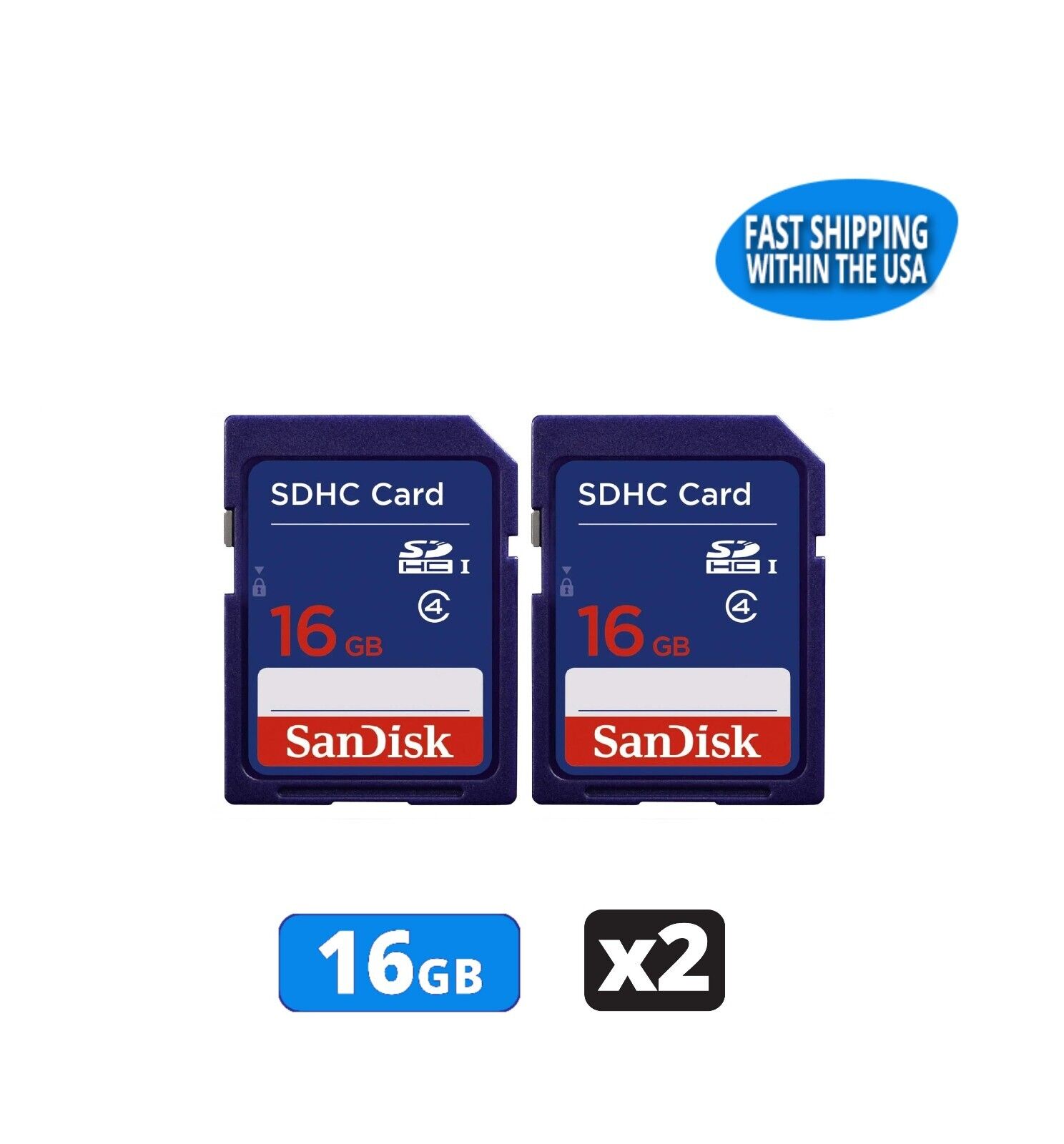 16GB Sandisk SD Cards for Digital Cameras / Trail Camera / Computers (2 Pack) SanDisk SDSDB-016G-B35, SDSDB016G, SDSDB016GB35