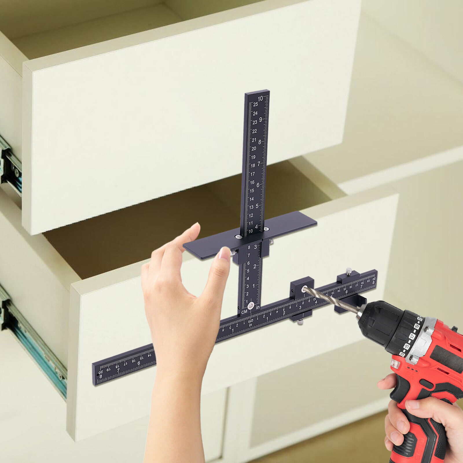 Template Tool Punch Locator Handle Drill Guide Cabinet Hardware Jig Adjustable Unbranded Does not apply - фотография #3