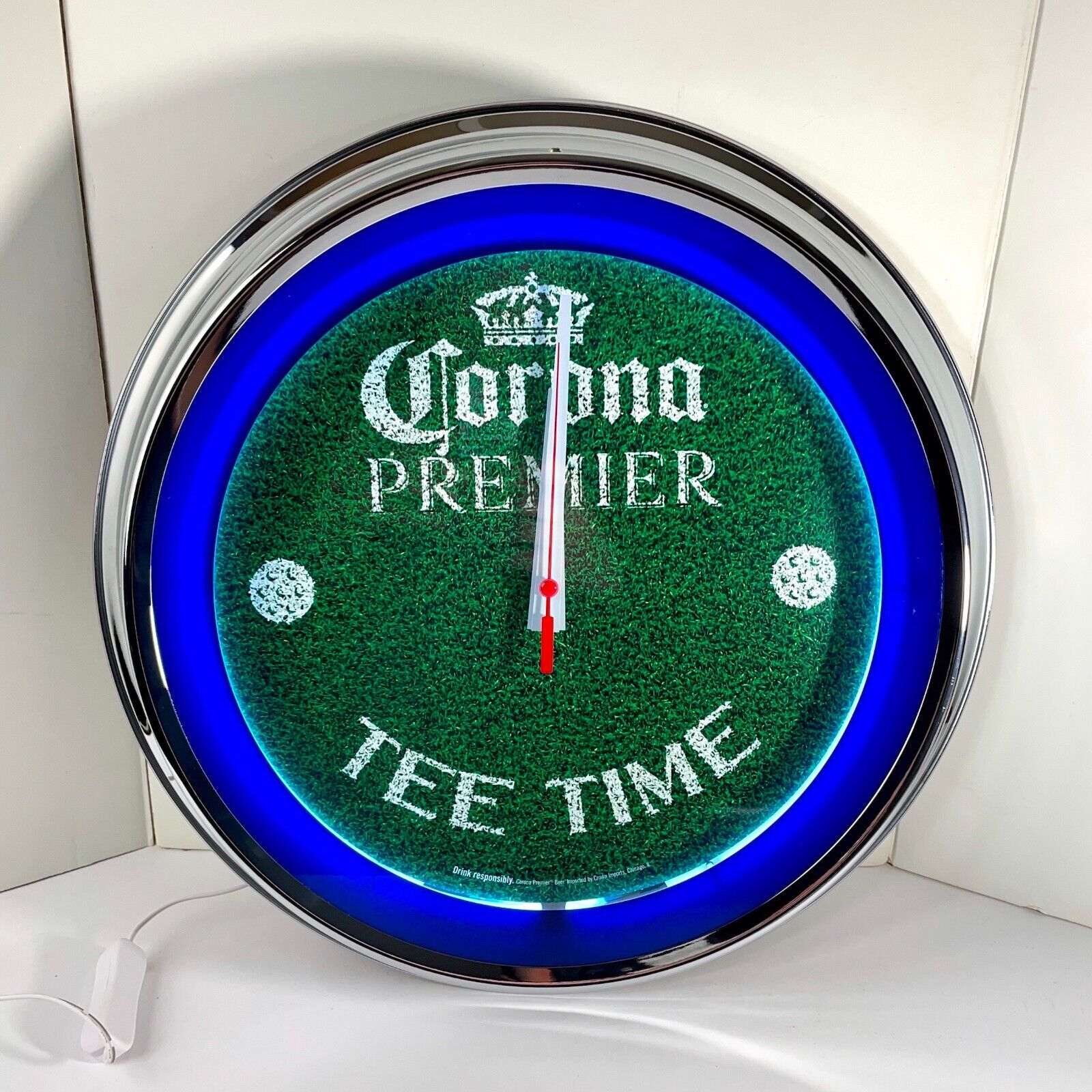 Corona Premier Beer Tee Time Golf Wall Clock Neon Light 16" Brand New Corona Premier