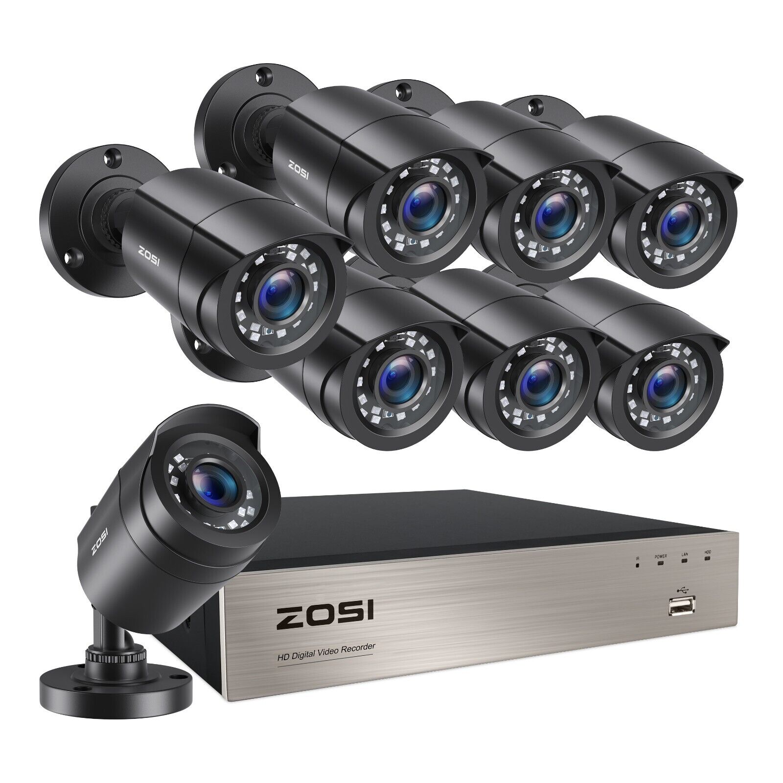 ZOSI 8CH 5MP Lite DVR 1080P Outdoor CCTV Security Camera System Kit Night Vision ZOSI 8VN-106B8S-00-US-A4 - фотография #9