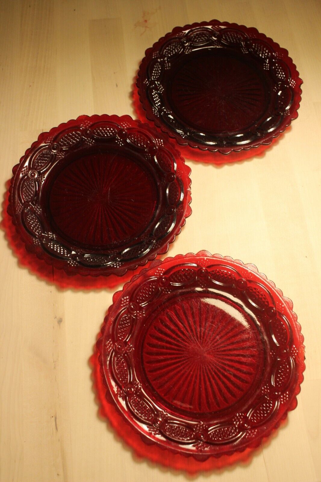 Vintage Red Avon Plate Set of Three Avon