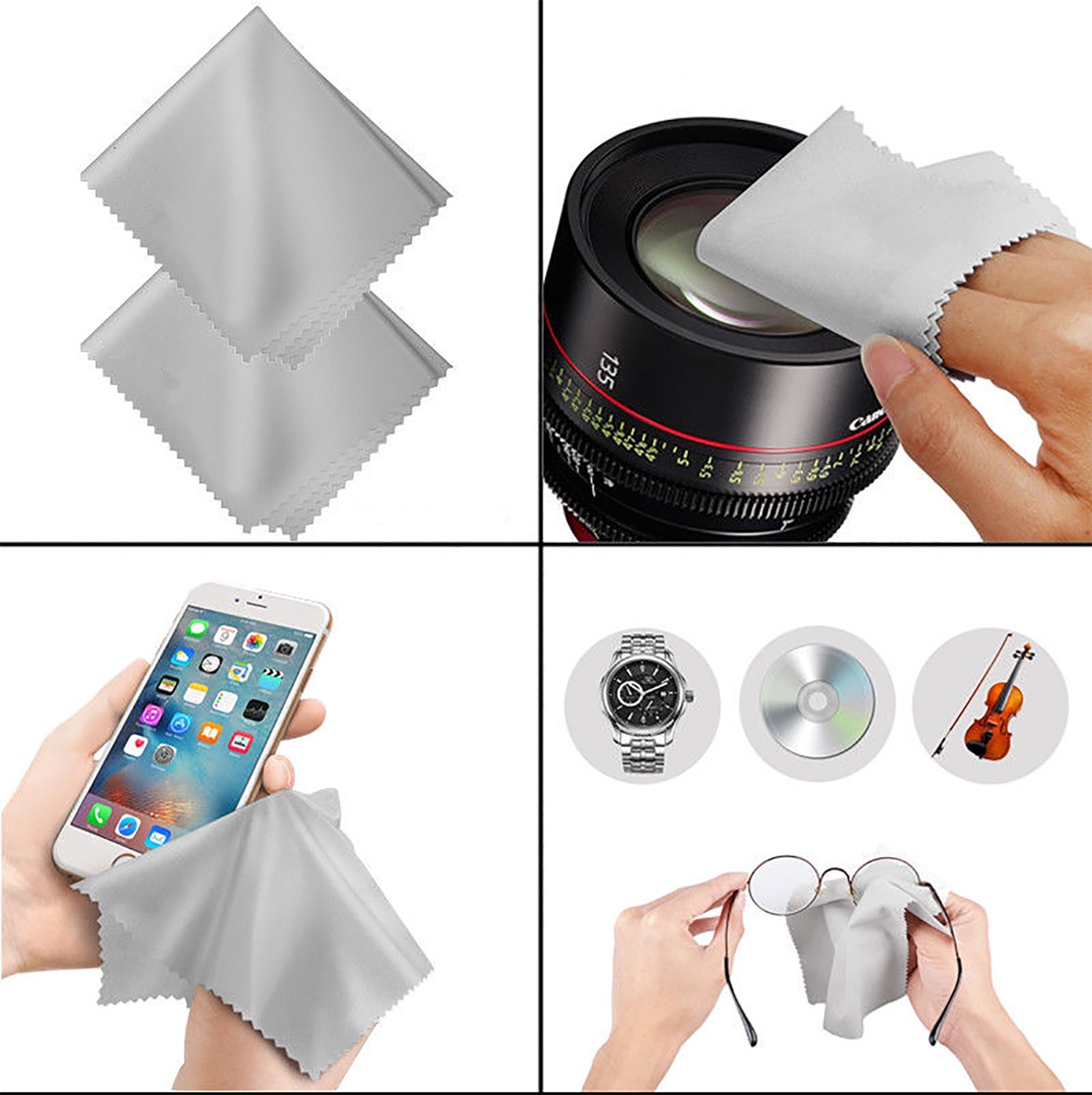 4-PACK 8"x8" Microfiber Cleaning Cloth For Camera Len Glass TV Phone LCD Screen  Crystal Clear C20170 - фотография #3