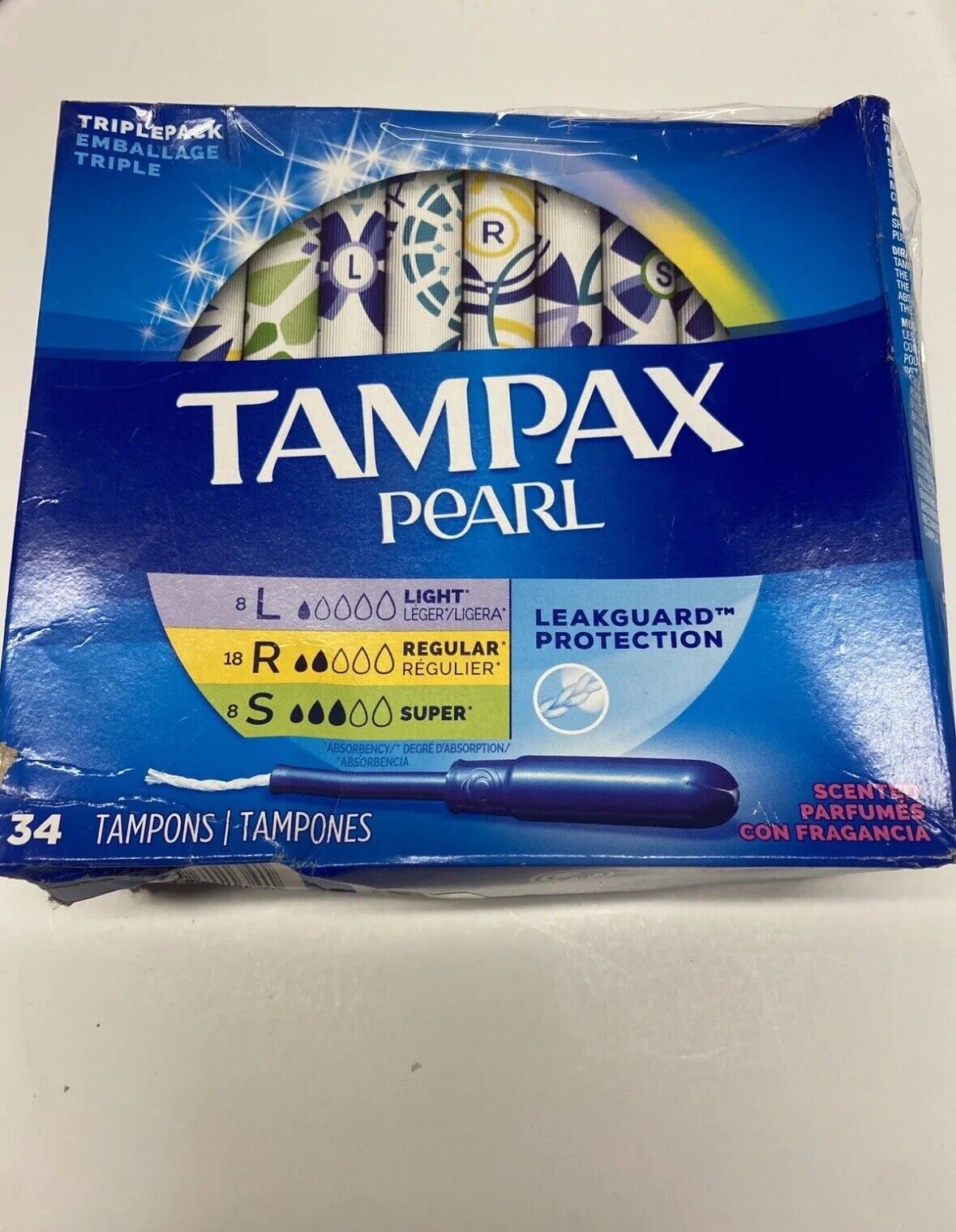 Tampax Pearl 18 Regular 8 Super 8 Light Scented 34 Count Tampons Leakguard Tampax