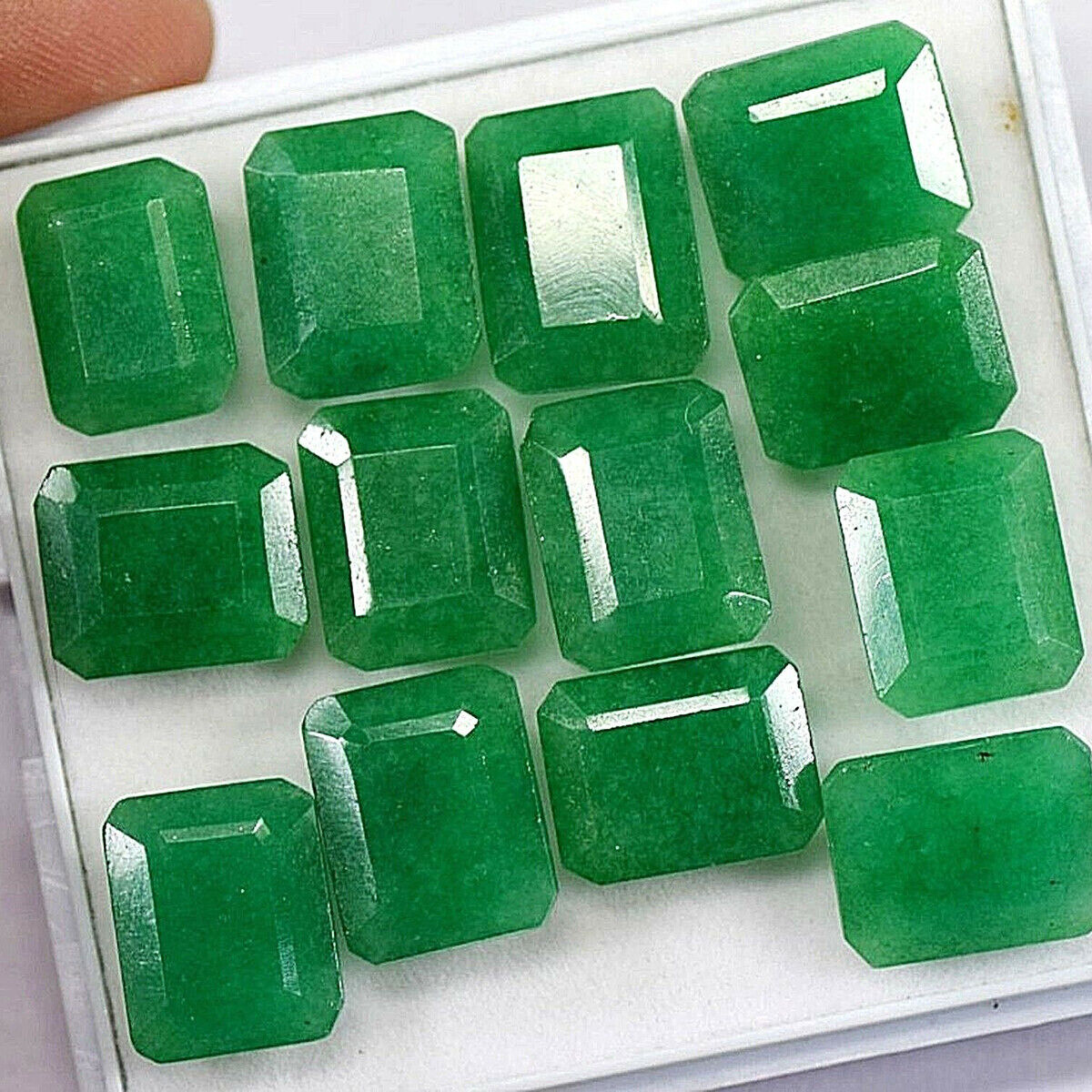 Faceted Zambian Genuine Green Emerald Cut Loose Gemstone 160.00 Ct./13 Pcs Lot Clearopal