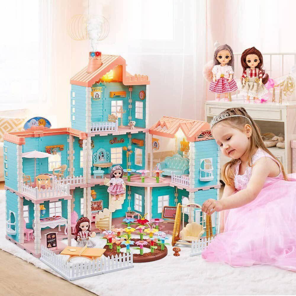 Large Dream House Dollhouse Furniture Girls Playhouse Play w/ Furniture Lights OENUX does not apply - фотография #2