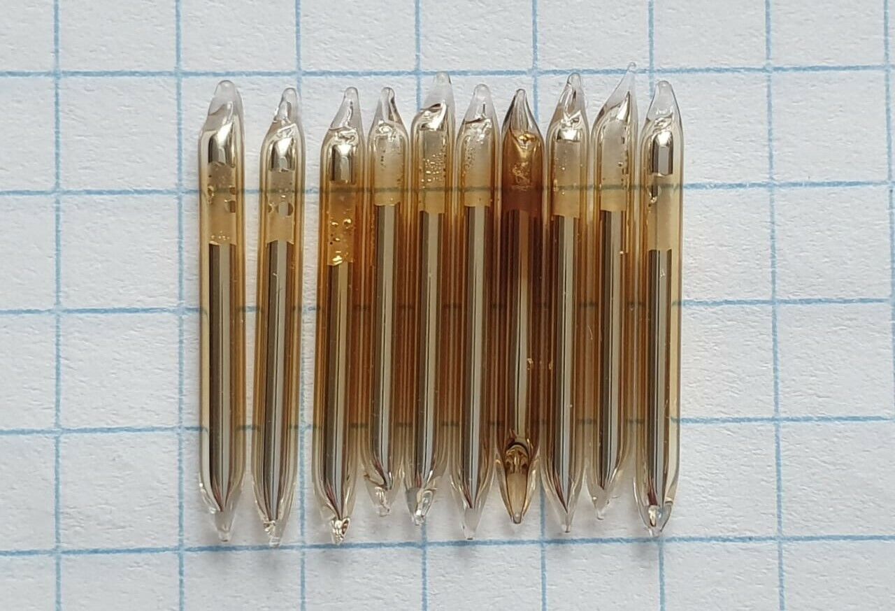 10 pcs of 10mg Potassium Metal Element 19 in ampoules, 4N5 purity - 99,995% Без бренда