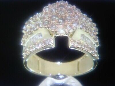 RARE GOLD 2 CTW PINK CHAMPAGNE DIAMOND WEDDING ENGAGEMENT RING SIZE 7 -8 + BONUS Halo