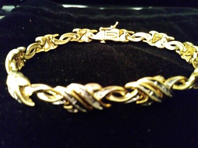14K YELLOW GOLD & STS LCS  DIAMOND BANGLE BRACELETS SET OF 3 SIZE 8.5 + BONUS! EXCEPTIONALBUY - фотография #2