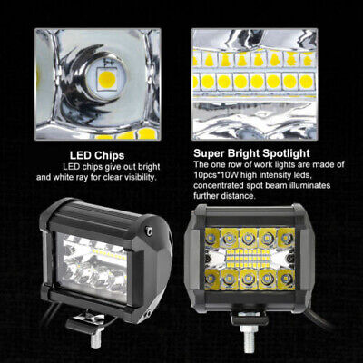 4PCS 4"Inch 12V 1200W LED Work Light Bar Flood Pods Driving Off-Road Tractor 4WD isincer Does Not Apply - фотография #4