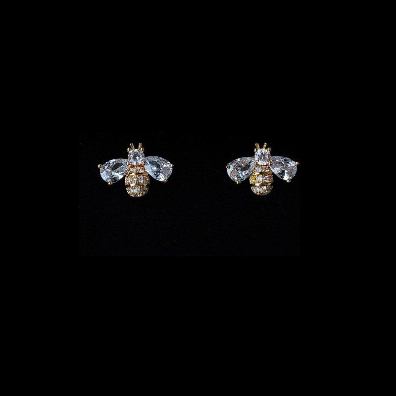 925 Silver Crystal Bee Zircon Earrings Dangle Charm Wedding Women Jewelry Rinhoo Does not apply - фотография #7