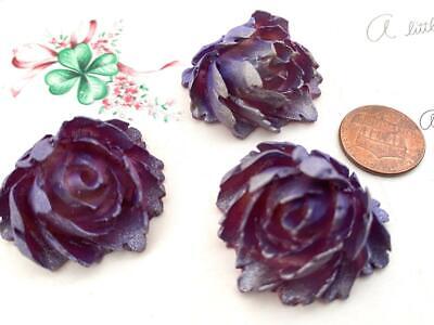 Vintage Large 31 x 34mm Aubergine Celluloid Flower Cabs Findings 3 Без бренда