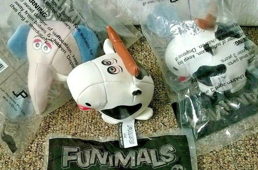 Funimals Soft Vinyl Lot of 3 Plush Toys Cow Bull Elephant Snorky Just Premiums Just Premiums